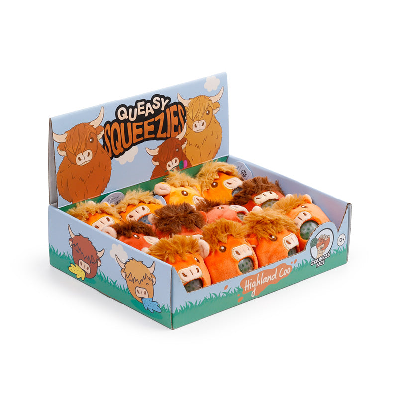 Mačkací zvířátko Queasy Squeezies — kravička Highland
