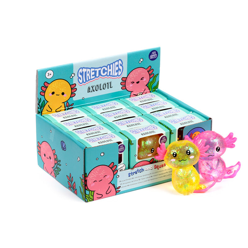 Mačkací axolotl s třpytkami (squeezy)