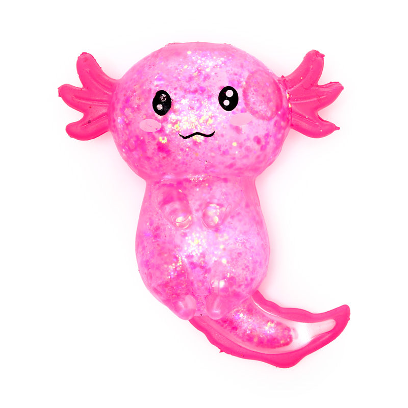 Mačkací axolotl s třpytkami (squeezy)
