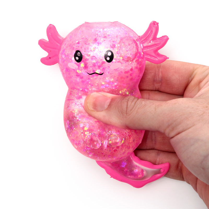 Mačkací axolotl s třpytkami (squeezy)